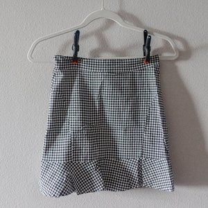 High waisted black and white plaid skirt